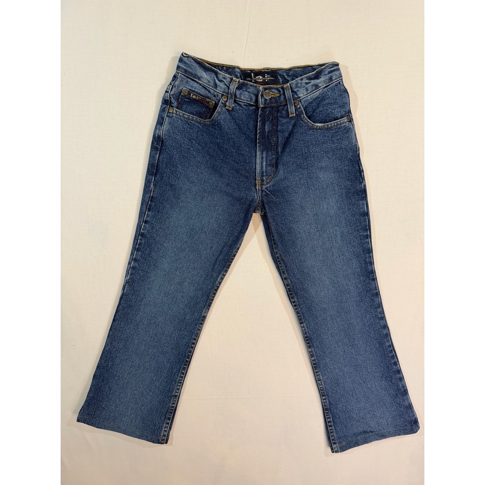 L.E.I. Vintage High Rise Flare Leg Blue Denim Jeans Size 1 Medium Wash Cotton